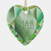 Smaragd Waterverf Hart 55e Huwelijksjubileum Keramisch Ornament (Rechts)