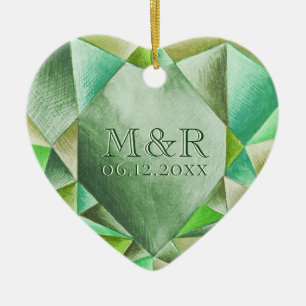 Smaragd Waterverf Hart 55e Huwelijksjubileum Keramisch Ornament