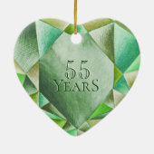 Smaragd Waterverf Hart 55e Huwelijksjubileum Keramisch Ornament (Achterkant)