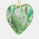 Smaragd Waterverf Hart 55e Huwelijksjubileum Keramisch Ornament (Links)