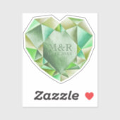 Smaragd Waterverf Hart 55e Huwelijksjubileum Sticker (Vel)