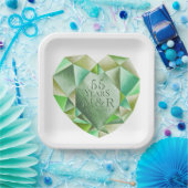 Smaragd Waterverf Hart 55ste Huwelijksjubileum Papieren Bordje (Feest)