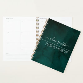 Smaragd waterverf Monogram Naam Planner