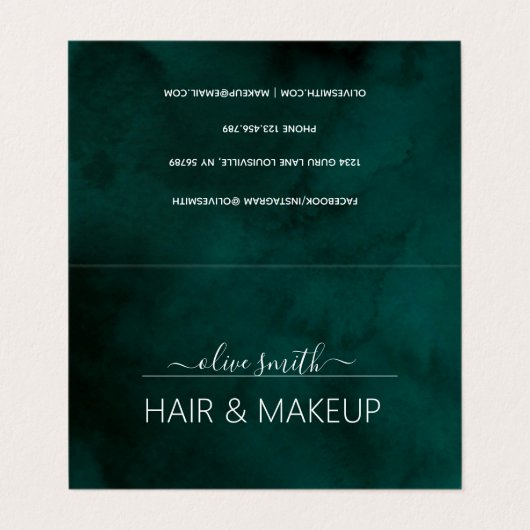 Smaragd waterverf Monogram Naam Visitekaartje (Buitenkant ongevouwen)