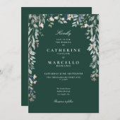 Smaragd Wilde Bloemen Waterverf Bloemige Trouw Kaart (Voorkant / Achterkant)