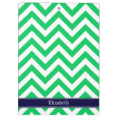 Smaragd Wit LG Chevron Marineblauw Naam Initialen Klembord (Achterkant)