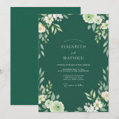 Smaragd Witte Bladeren Eucalyptus Bruiloft Kaart (Voorkant / Achterkant)
