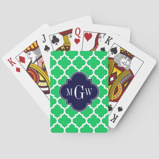 Smaragd Witte Marokkaanse #5 Marine 3 Initiele Mon Pokerkaarten (Achterkant)