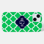 Smaragd Witte Marokkaanse #5 Navy 3 Initiële Monog Case-Mate iPhone Case (Achterkant (horizontaal))