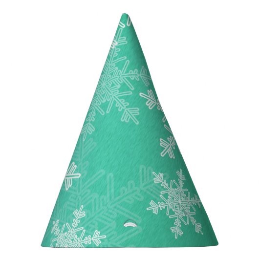 Smaragd Witte Sneeuwvlokken Minimalistische Kerst Feesthoedjes (Rechts)