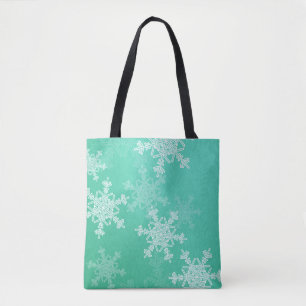 Smaragd Witte Sneeuwvlokken Minimalistische Kerst Tote Bag