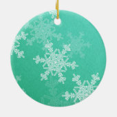 Smaragd Witte Sneeuwvlokken Minimalistische Kerstm Keramisch Ornament (Achterkant)