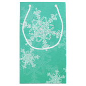 Smaragd Witte Sneeuwvlokken Minimalistische Kerstm Klein Cadeauzakje (Achterkant)