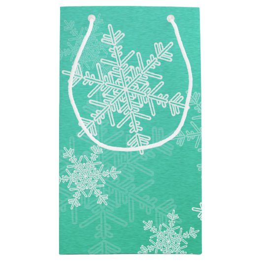 Smaragd Witte Sneeuwvlokken Minimalistische Kerstm Klein Cadeauzakje (Achterkant)