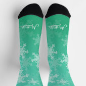 Smaragd Witte Sneeuwvlokken Minimalistische Kerstn Sokken (Top)