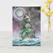 Smaragd Zeemeermin Fantasy Art Kaart (Gele Bloem)