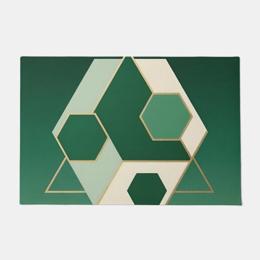 Smaragd Zeshoek Geometrisch Luxe Deurmat (Voorkant)