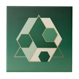 Smaragd Zeshoek Geometrisch Luxe Tegeltje