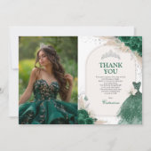 Smaragd Zilver Quinceanera Foto Dank u Kaart (Voorkant)