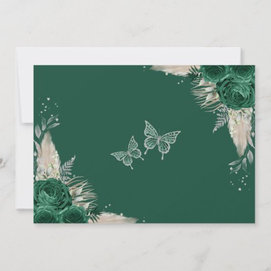 Smaragd Zilver Quinceanera Foto Dank u Kaart (Achterkant)