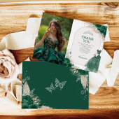 Smaragd Zilver Quinceanera Foto Dank u Kaart