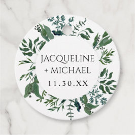 Smaragdbos Foliage Waterverf groen Bridal Bedankjes Labels