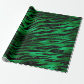 Smaragde Groen en Zwarte Glam Animal Print Cadeaupapier (Uitgerold)