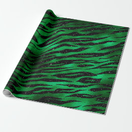 Smaragde Groen en Zwarte Glam Animal Print Cadeaupapier