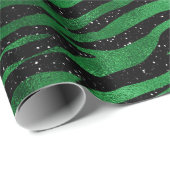 Smaragde Groen en Zwarte Glam Animal Print Cadeaupapier (Rol Hoek)