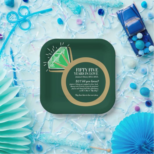 Smaragde groene ring en gouden ring papieren bordje (Feest)