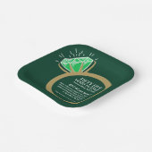 Smaragde groene ring en gouden ring papieren bordje (Gebogen)