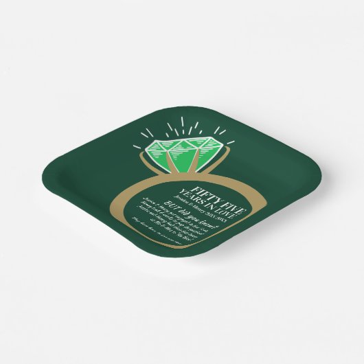 Smaragde groene ring en gouden ring papieren bordje (Gebogen)