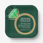 Smaragde groene ring en gouden ring papieren bordje (Voorkant)