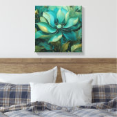 Smaragden Bloemblaadjes: Boho Bloemrijke Serenitei Canvas Afdruk (Insitu (Slaapkamer))