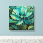 Smaragden Bloemblaadjes: Boho Bloemrijke Serenitei Canvas Afdruk (Insitu (Houten vloer))