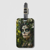 Smaragden Bos Calavera – Groene Botanische Bagagelabel (Voorkant (verticaal))
