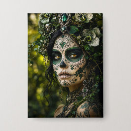 Smaragden Bos Calavera – Groene Botanische Button