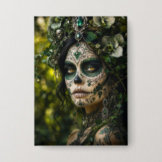 Smaragden Bos Calavera – Groene Botanische Button