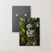 Smaragden Bos Calavera – Groene Botanische Button (Voorkant / Achterkant)