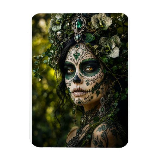 Smaragden Bos Calavera – Groene Botanische Magneet (Verticaal)