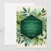 Smaragden Botanische Bosbruiloft Kaart (Voorkant / Achterkant)