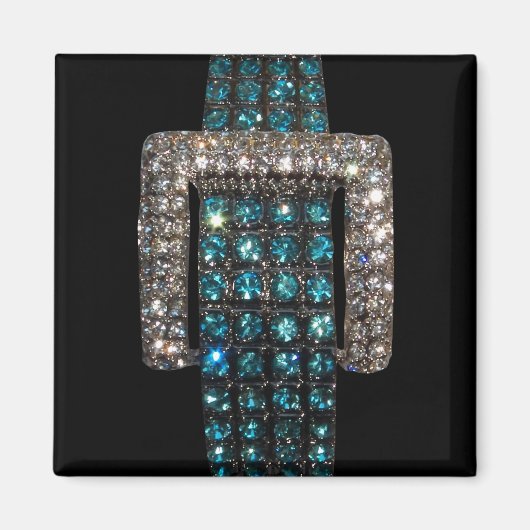 Smaragden en Diamanten Art Bling Bling Magneet (Voorkant)