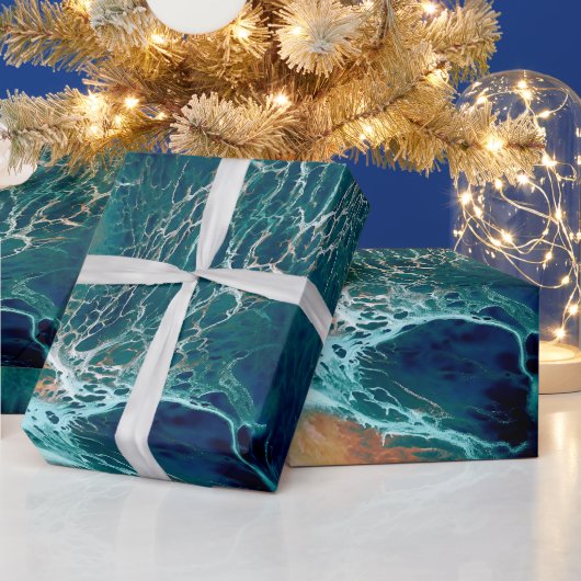 Smaragden Getijden in Beweging Cadeaupapier (Feestdagen)