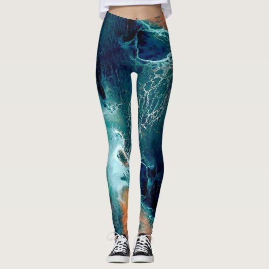 Smaragden Getijden in Beweging Leggings (Voorkant)