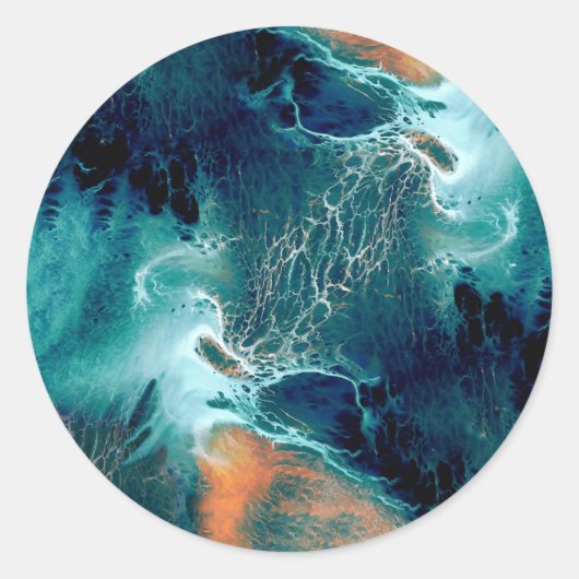 Smaragden Getijden in Beweging Ronde Sticker (Voorkant)