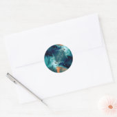 Smaragden Getijden in Beweging Ronde Sticker (Envelop)