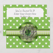 Smaragden Hartelijk Feest Uitnodiging (Voorkant / Achterkant)
