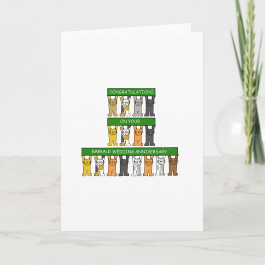 Smaragden Huwelijksjubileum 55 Jaar Mooie Katten Kaart (Voorkant)