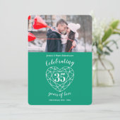 Smaragden jubileum 35 jaar foto uitnodigingen (Staand voorkant)