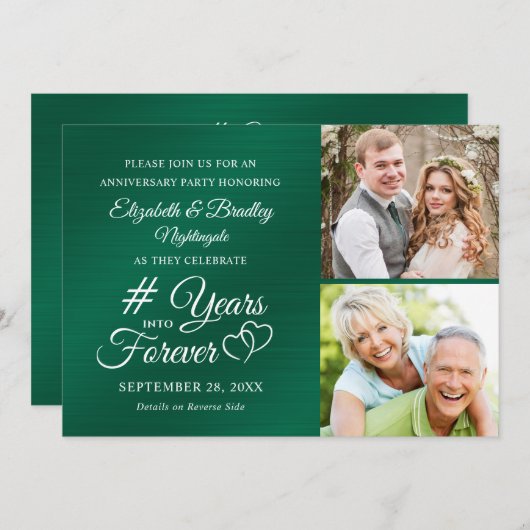 Smaragden Jubileum Hart YEER IN EEUWIGHEID Invi Kaart (Voorkant / Achterkant)